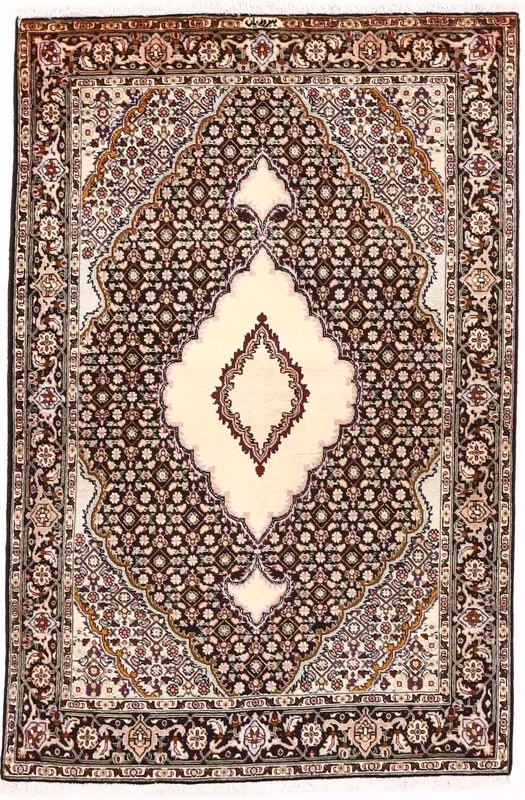Tabriz Tappeto 100x150 Nero (Iran) Annodato A Mano