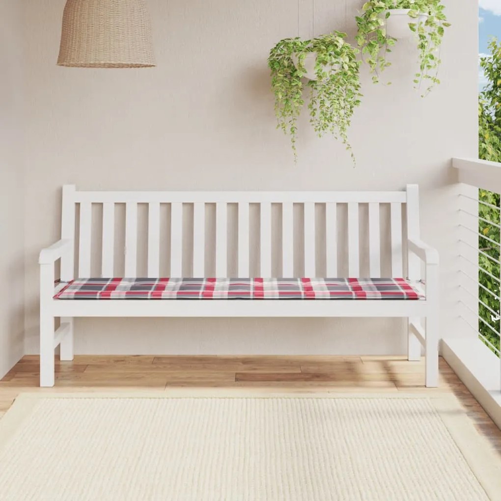 Cuscino Per Panca A Quadri Rossi 180x50x3 Cm Tessuto Oxford /