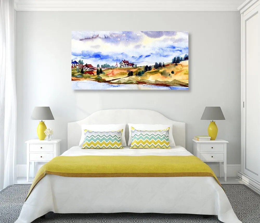 Quadro su tela – Villaggio acquerellato