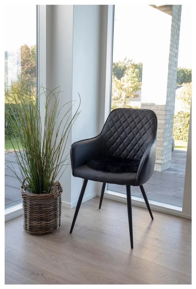 Set di sedie da pranzo nera in imbottito con braccioli 2 pz Harbo – House Nordic