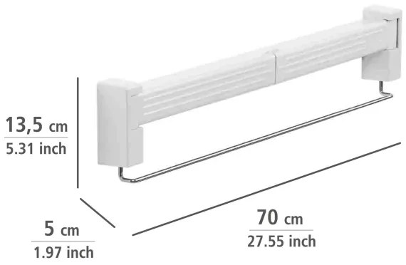 WENKO 3770013100 - Stendibiancheria BUTTERFLY 70x13,5 cm argento/bianco