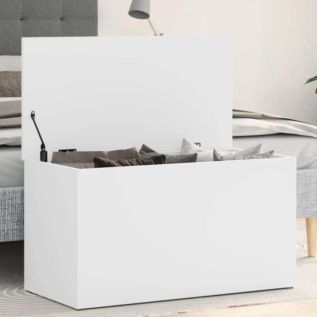 Cassapanca Bianca 84x42x46 Cm İn Legno Ingegnerizzato /