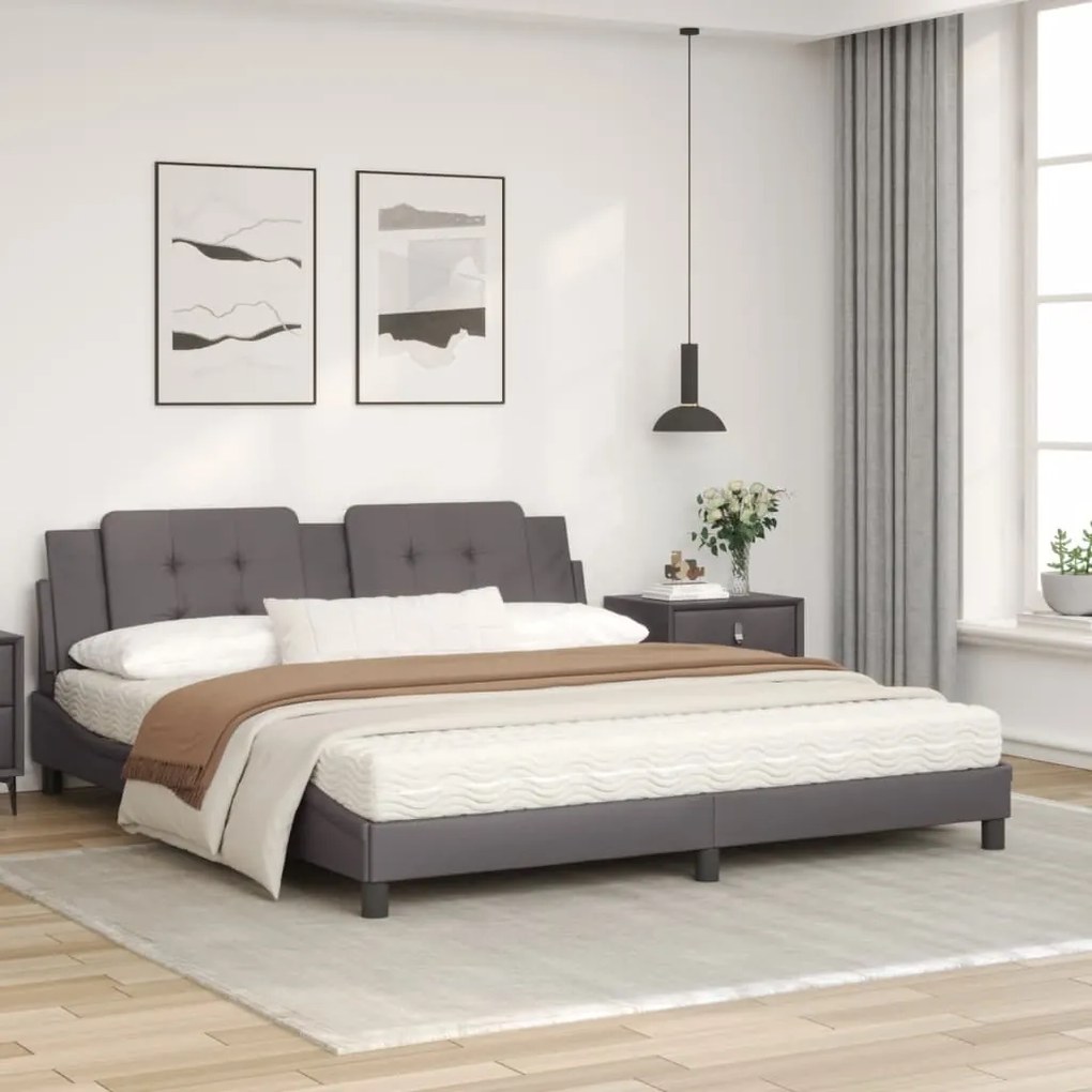 Letto con materasso grigio 180x200 cm in similpelle