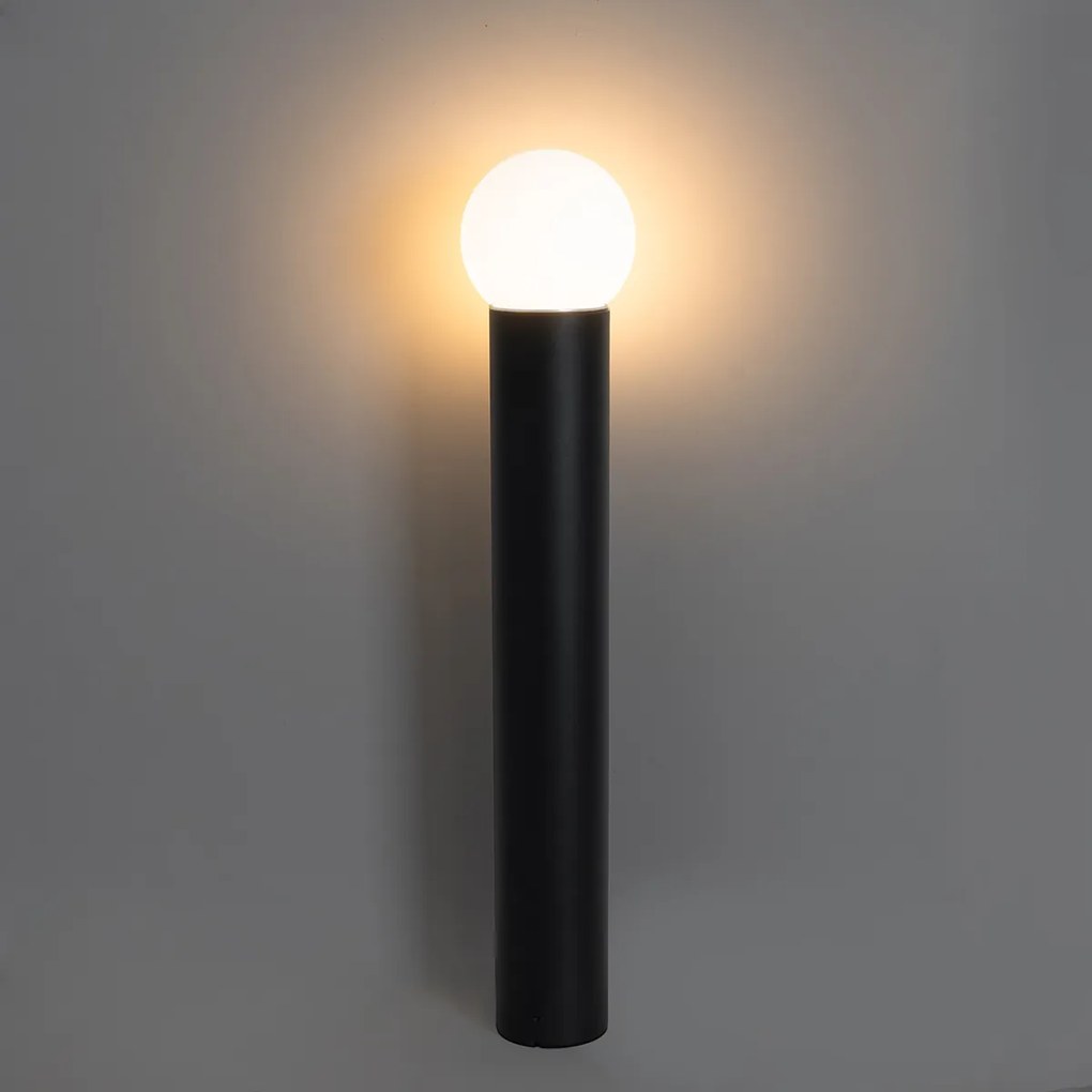 Lampada da terra da esterno nera con vetro opale 80 cm IP44 - Huma
