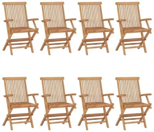 Sedie da Giardino e Cuscini Grigio Talpa 8 pz Massello di Teak