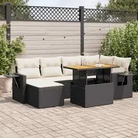 Set Divani da Giardino con Cuscini 7pz Nero Polyrattan 3327171