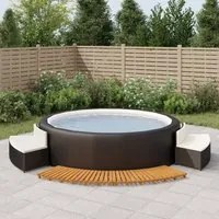 Bordo per Spa Nero in Polyrattan e Legno Massello di Acacia 3157107