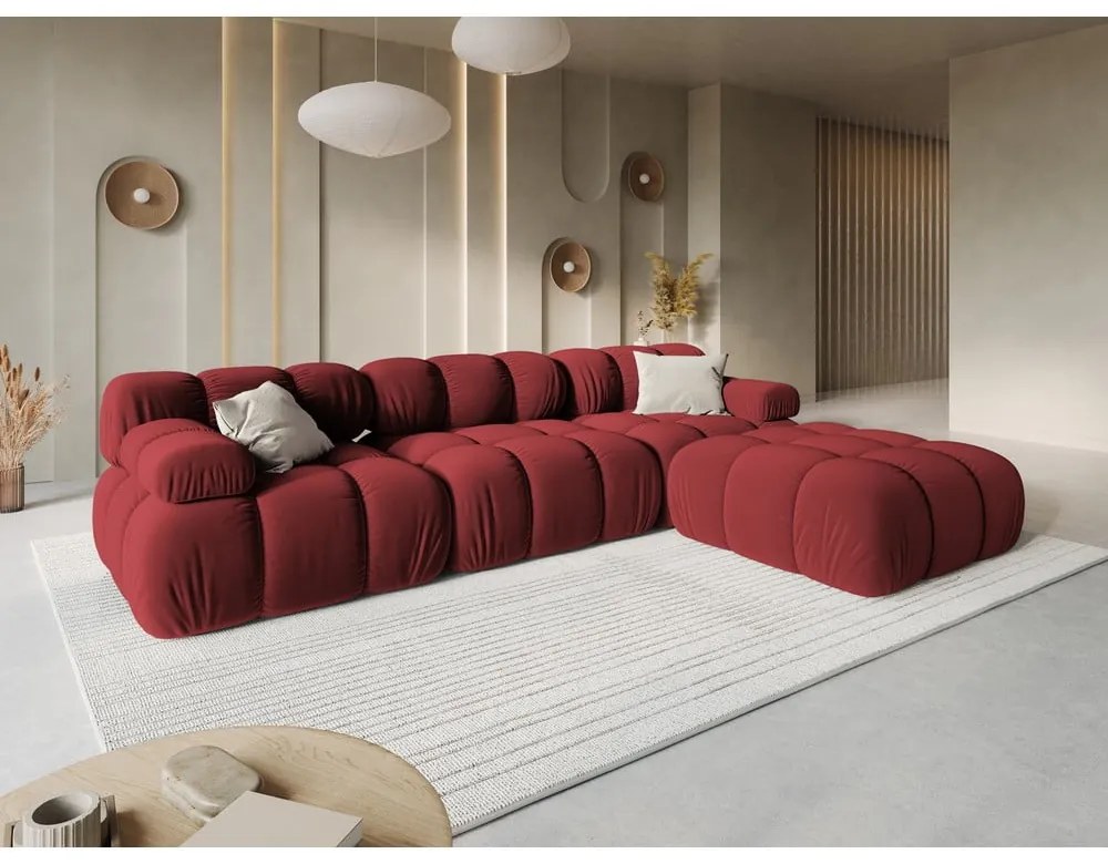 Divano in velluto rosso 282 cm Bellis - Micadoni Home