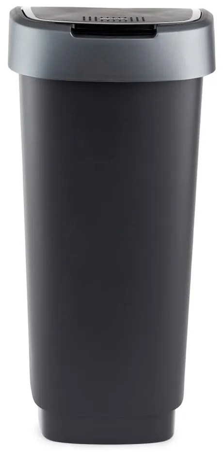Cestino in plastica riciclata argento-nero 25 l Twist - Rotho