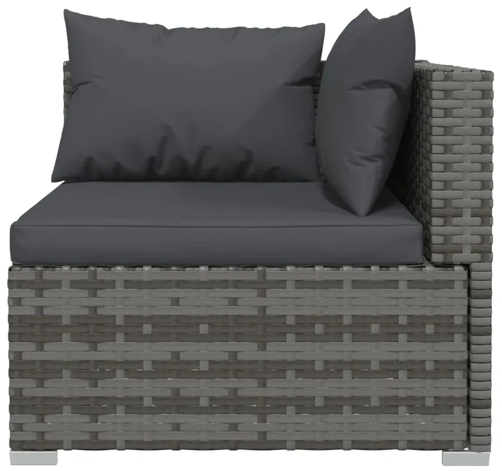 Set divani da giardino 5 pz con cuscini in polyrattan grigio