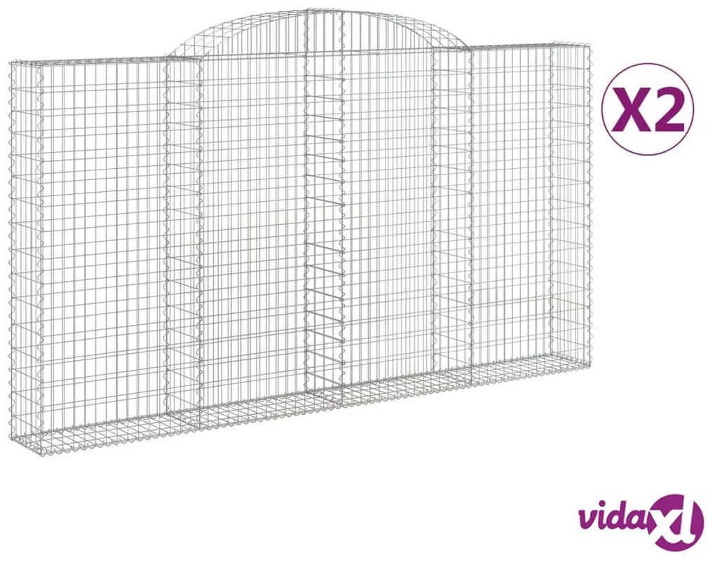 vidaXL Cesti Gabbioni ad Arco 2 pz 300x30x160/180 cm Ferro Zincato
