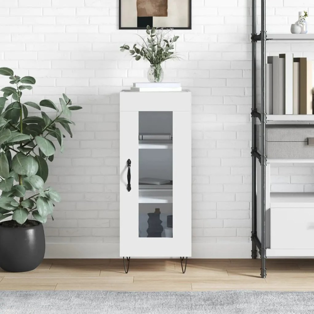 Credenza Bianco Lucido 34,5x34x90 Cm İn Legno Multistrato /