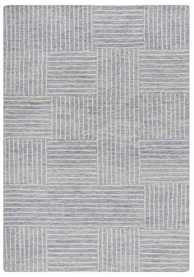 Tappeto in lana blu chiaro tessuto a mano 80x150 cm Memphis Wool - Flair Rugs