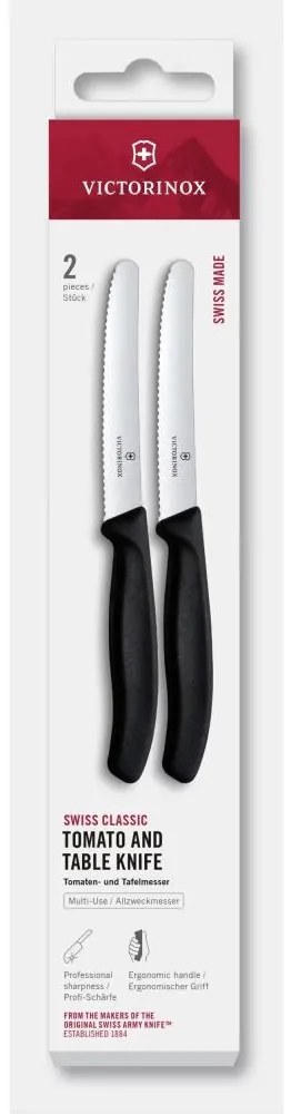 Victorinox - Set di coltelli da cucina per verdure SWISS CLASSIC 11 cm, 2 pezzi, nero