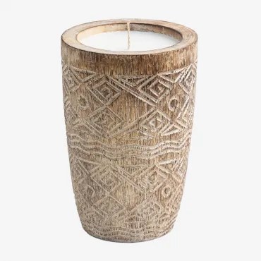 Candela in legno Hasan Ø17 cm - Sklum