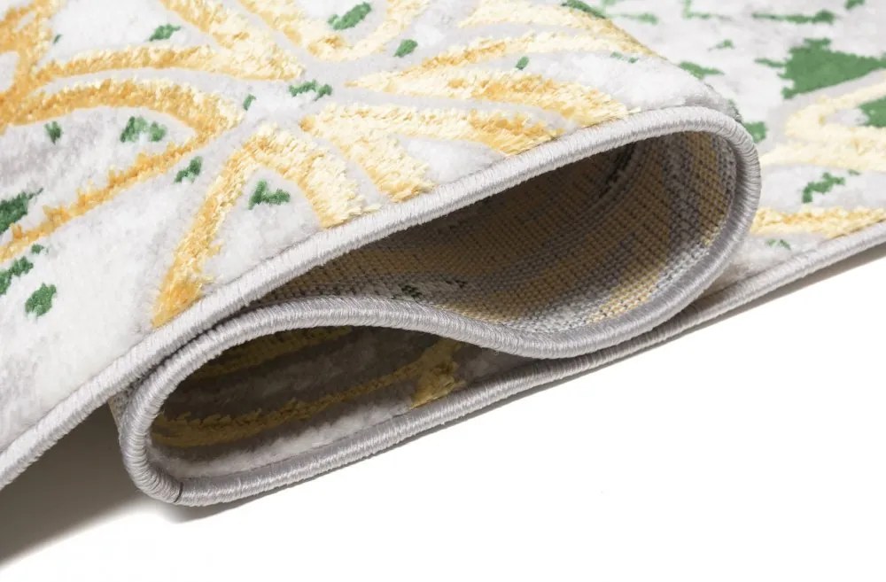 Tappeto di tendenza verde crema con motivo a foglia d'oro Larghezza: 120 cm | Lunghezza: 170 cm