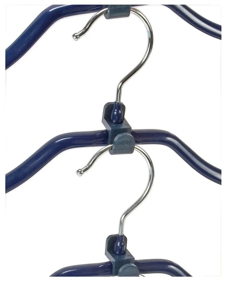 Set di 4 appendiabiti antiscivolo blu e supporti Hanger Slim - Wenko