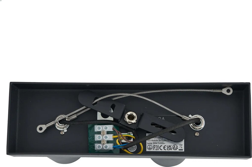 Plafoniera moderna nera con 2 luci LED dimmerabili - Tate