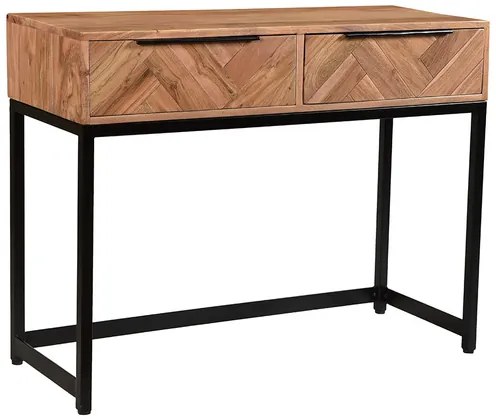 Console in acacia nera e metallo 2 cassetti L100 cm STICK