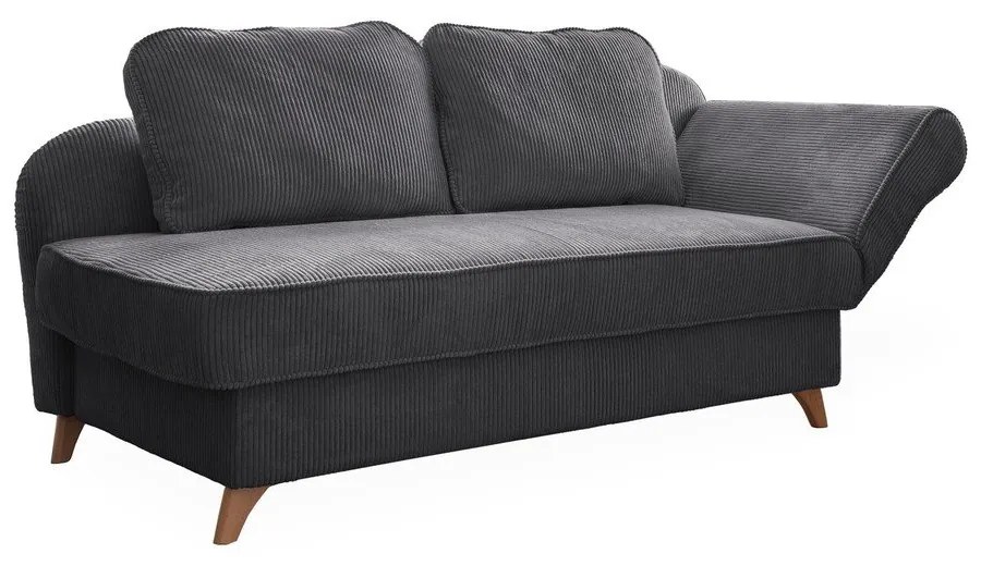 Chaise longue grigia (con penisola a destra) con rivestimento in velluto a coste Chic Charlotte – Miuform