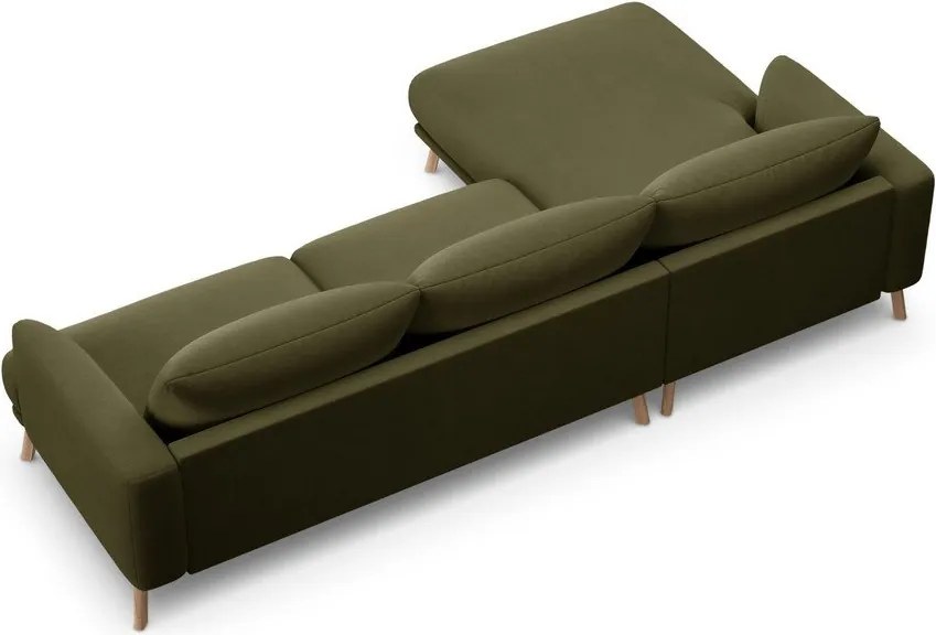 Divano angolare verde (con penisola a sinistra/con chaise lounge) con rivestimento in velluto Naomi – Micadoni