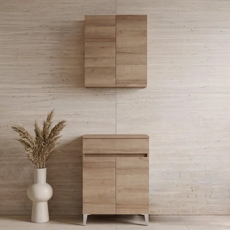 Base a terra Revital, due ante e un cassetto,  L60 XH83,5 cm, rovere