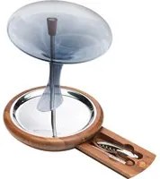 Decanter Vino con Base e Accessori in Legno e Acciaio Alexander