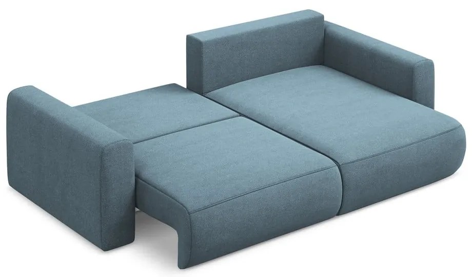 Divano angolare azzurro allungabile/con contenitore (con penisola a destra/con chaise lounge) Kapua – Makamii