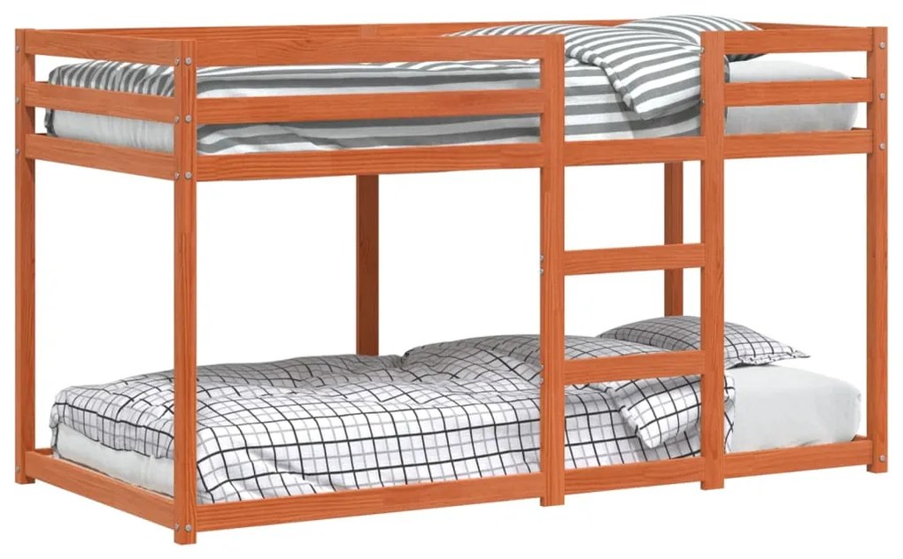 Letto A Castello Marrone Cera 90x190 Cm İn Legno Di Pino /