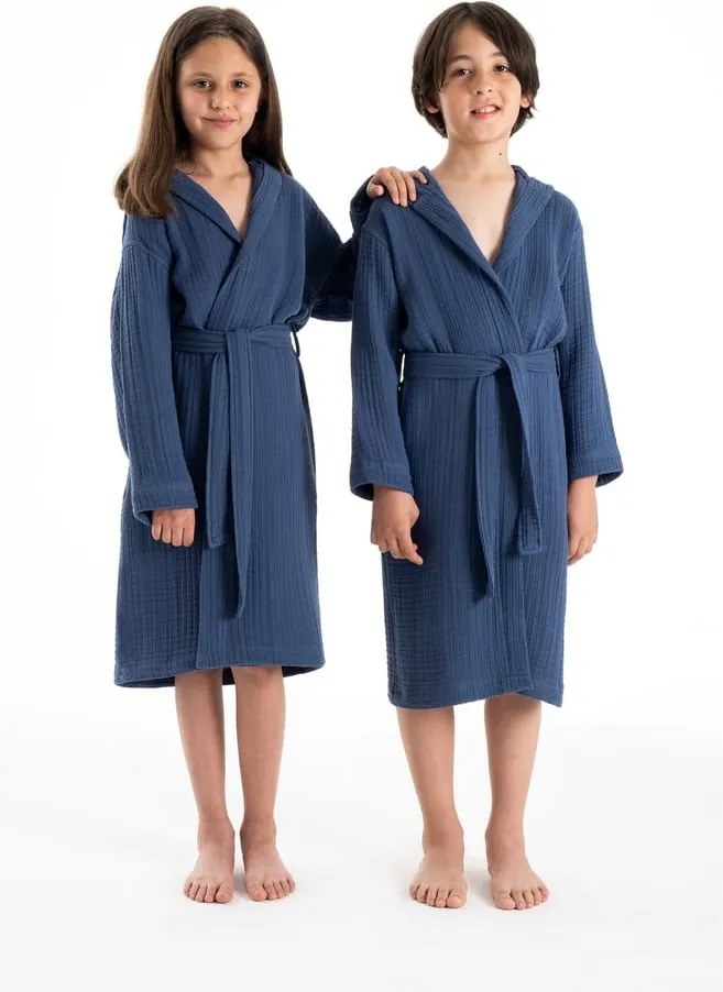 Accappatoio per bambini blu scuro in mussola 5-6 anni Muslin – Foutastic