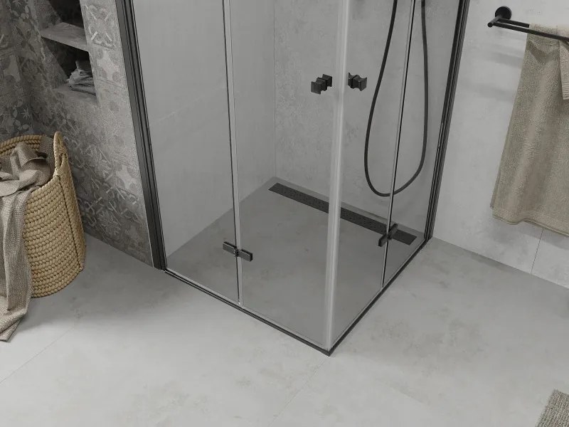 Mexen Lima Duo cabina doccia pieghevole 80 x 80 cm, trasparente, nero - 856-080-080-70-00-02