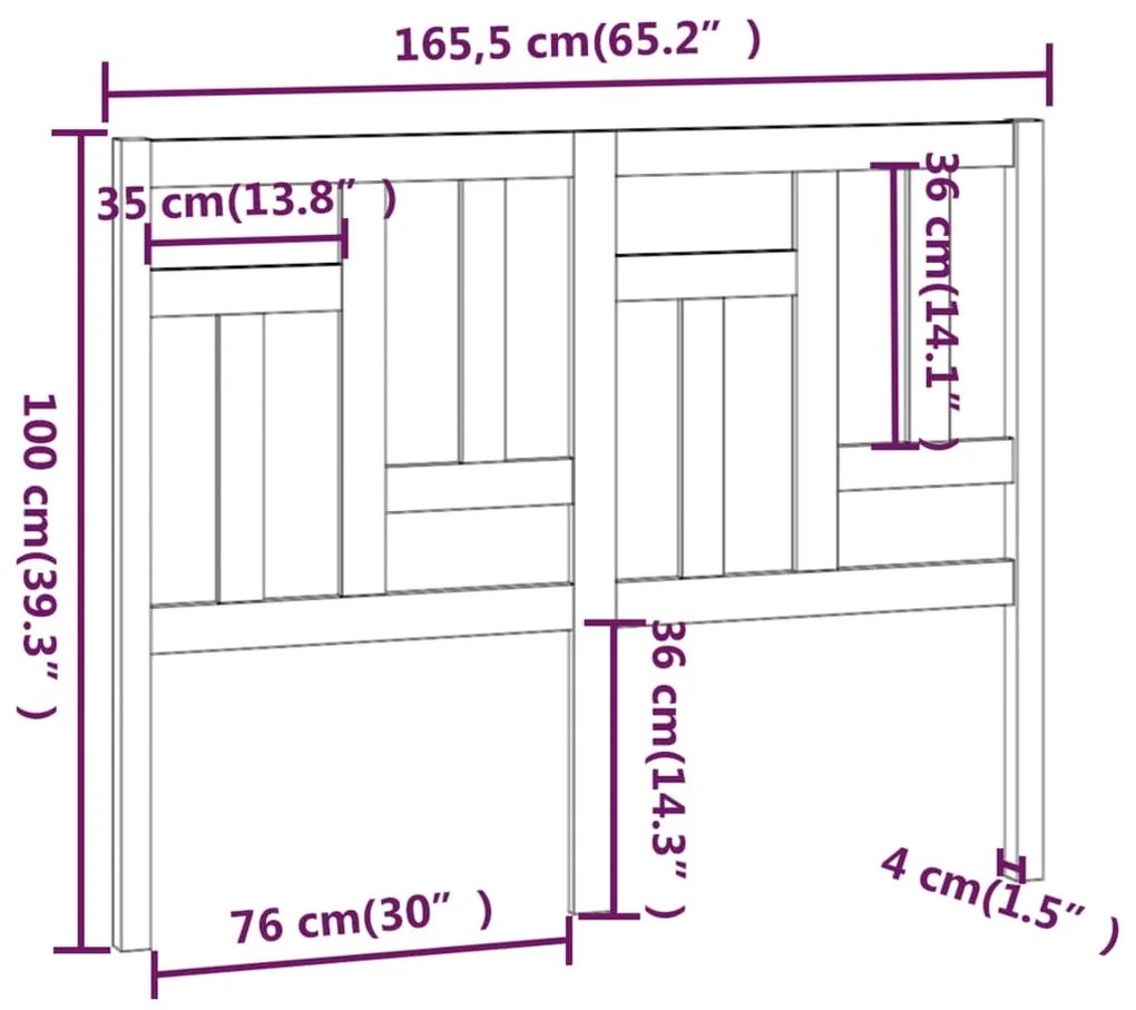 Testiera per Letto Bianca 165,5x4x100 cm Legno Massello di Pino