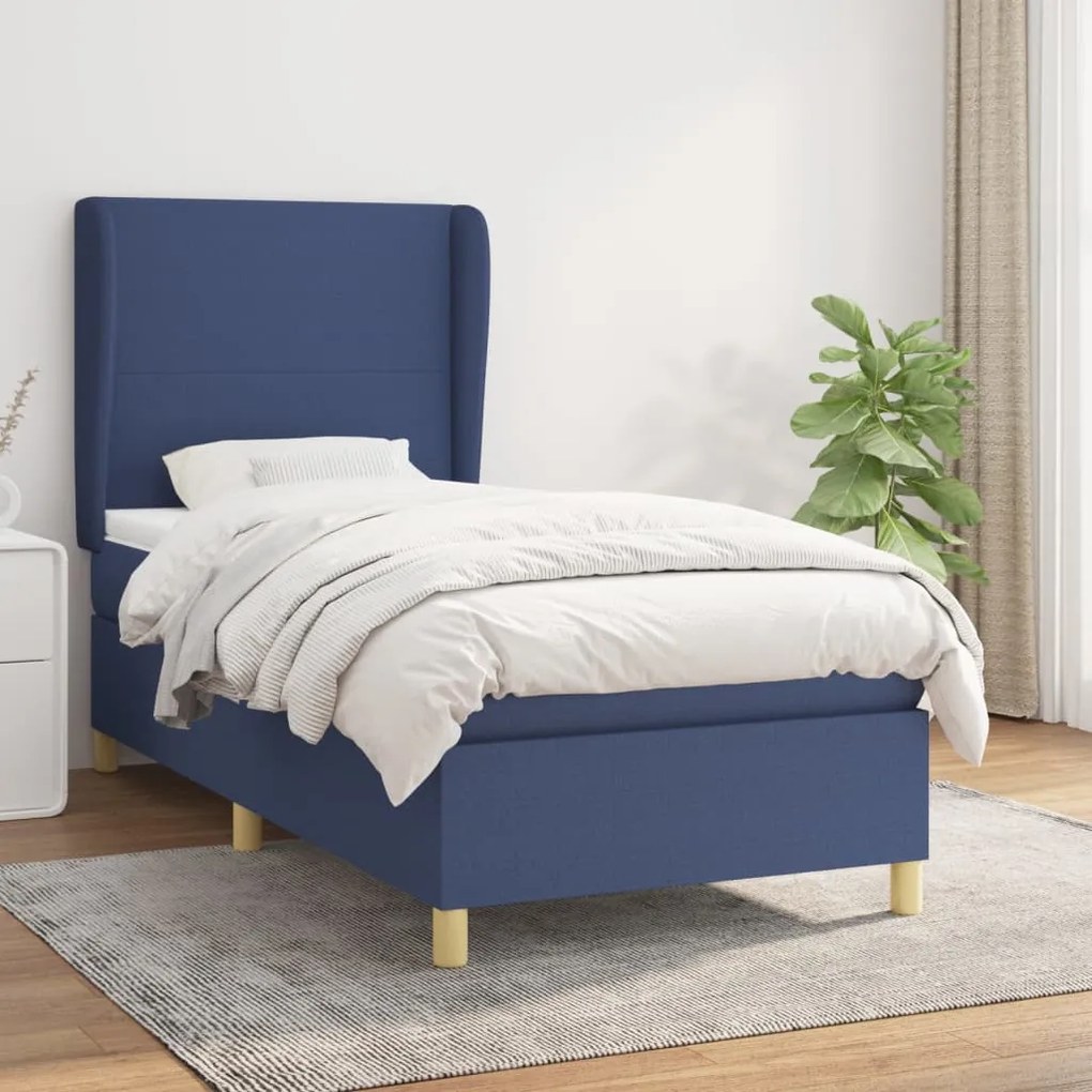 Giroletto A Molle Con Materasso Blu 90x190 Cm İn Tessuto /