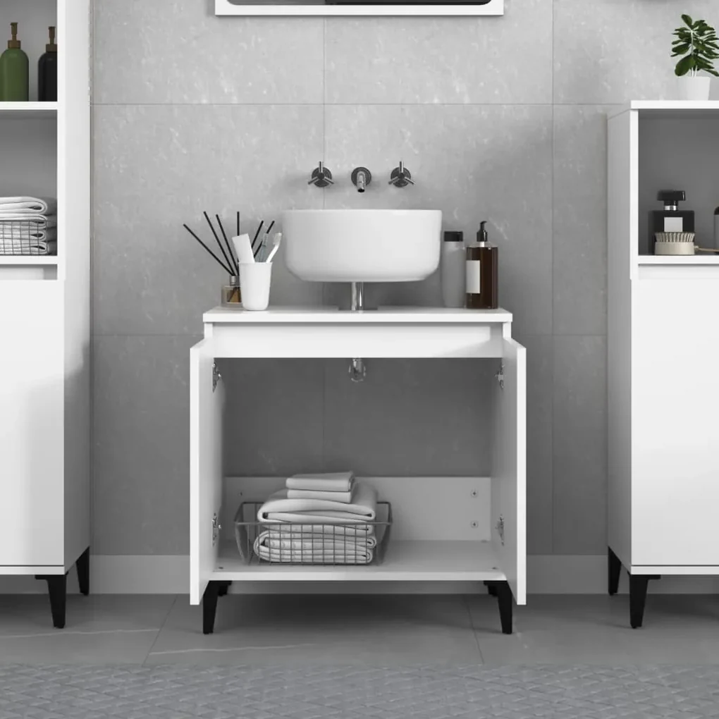 Mobile lavabo bianco 58x33x60 cm in legno multistrato
