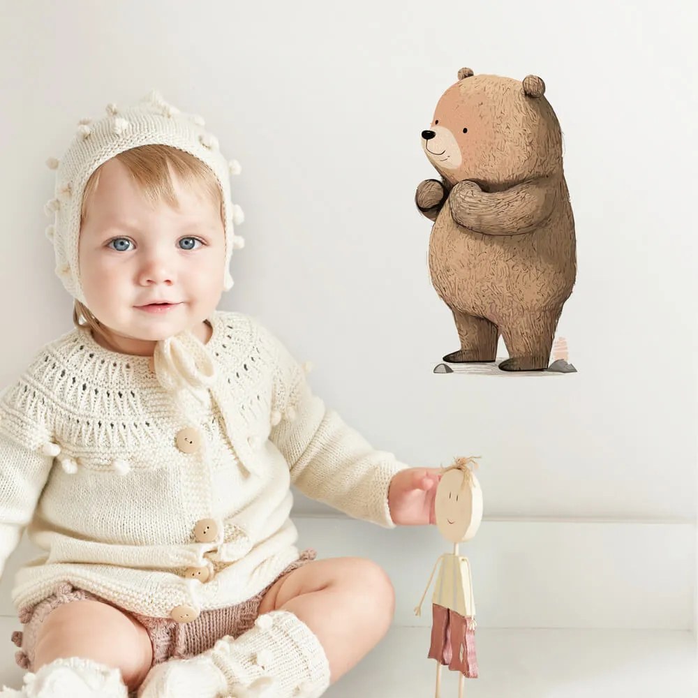 Adesivo per la camera dei bambini - Orsetto bruno  | Inspio