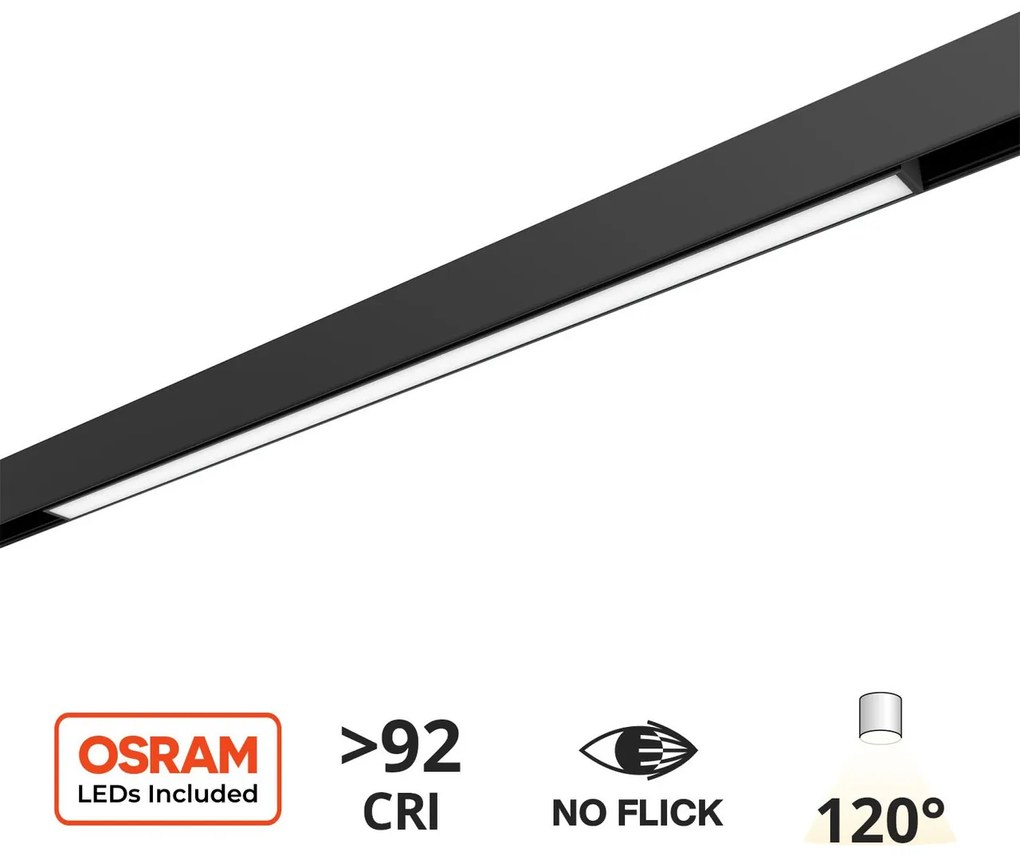 Faro LED Lineare 30W Magnetico 60cm CRI92 120° Nero 48V Colore Bianco Naturale 4.000K