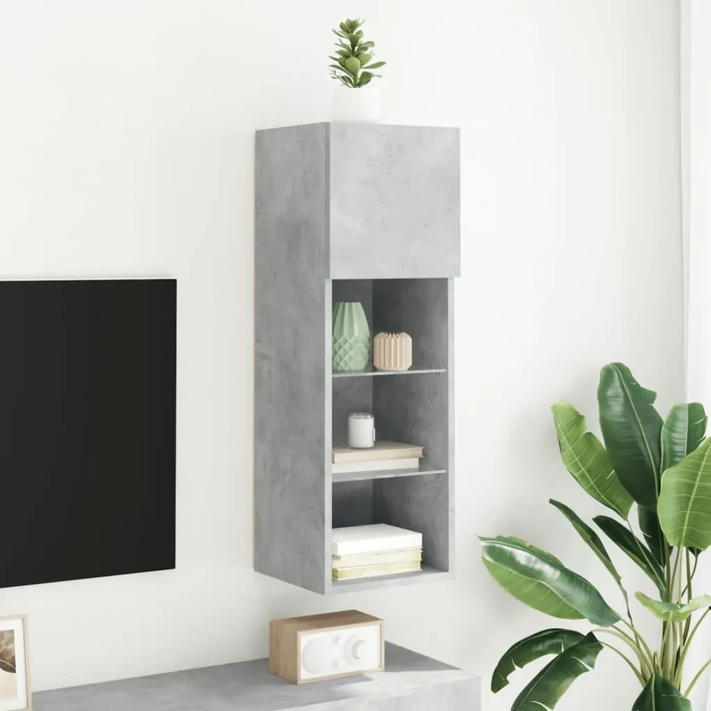 Mobile tv con luci led grigio cemento 30,5x30x90 cm
