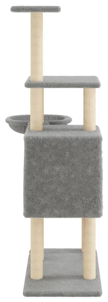 Albero per gatti con tiragraffi in sisal grigio chiaro 131 cm