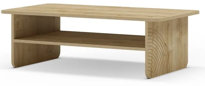 Tavolino da salotto di colore naturale con piano effetto rovere 60x110 cm Daira – Marckeric