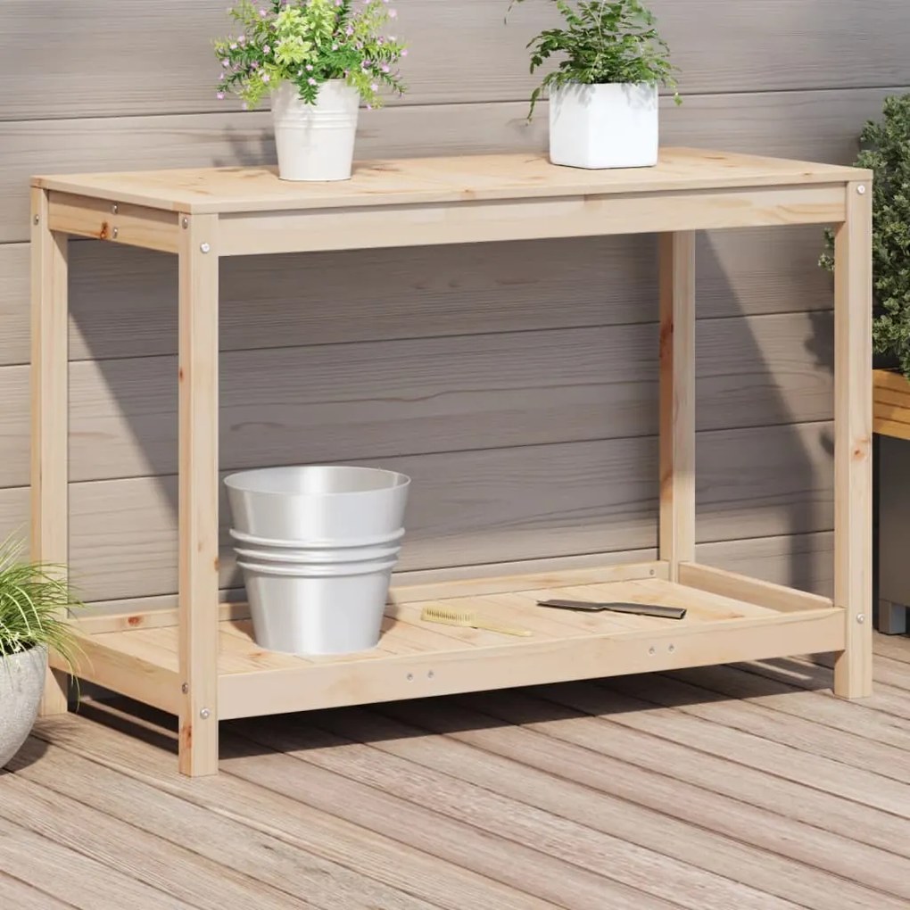 Tavolo Invaso Con Ripiano 108x50x75 Cm Legno Massello Di Pino /