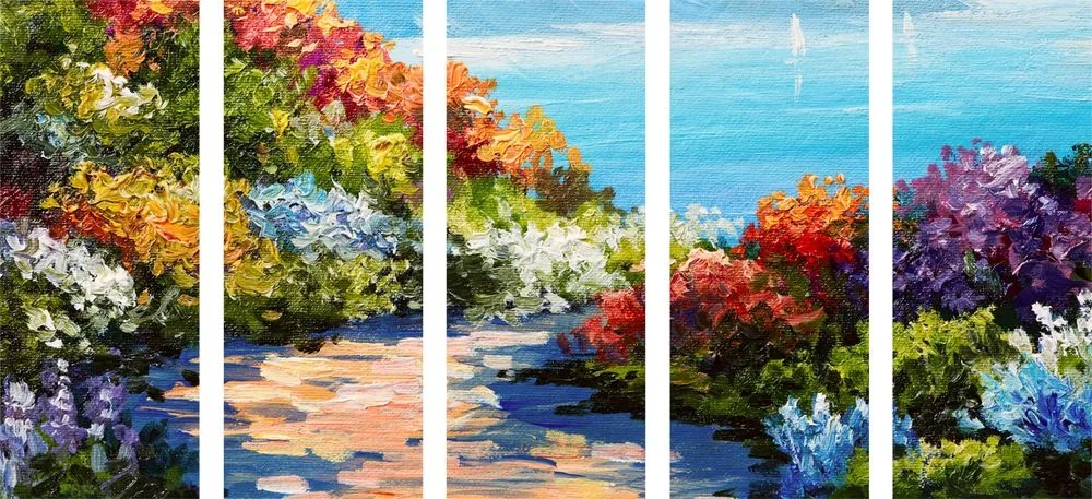 Quadri 5 pezzi – Mare floreale