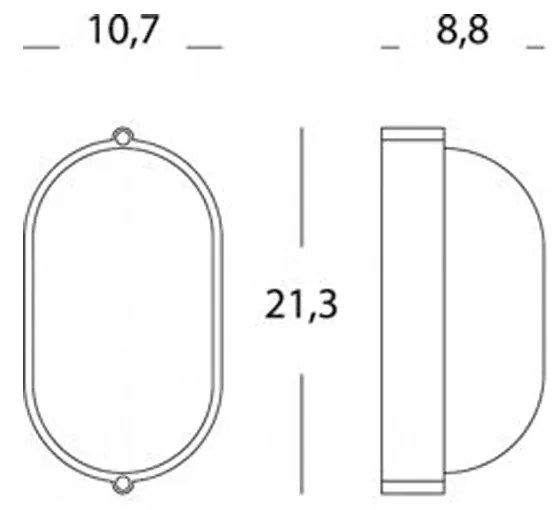 Applique Esterno Piccola Industriale Ovale Alluminio E Vetro Nero 1 Luce E27