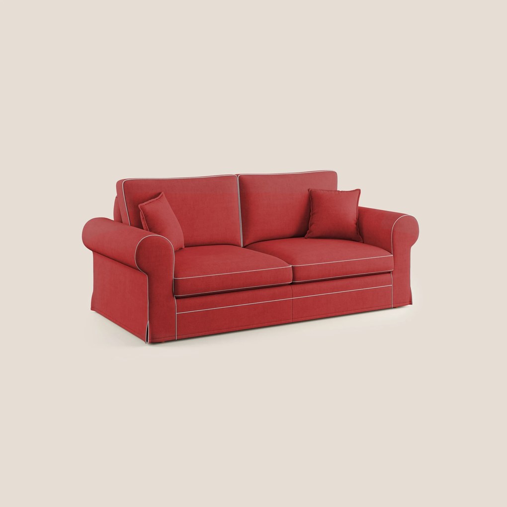 Lady divano classico bicolore in piuma d'oca realizzato con tessuto impermeabile T02 rosso - bianco