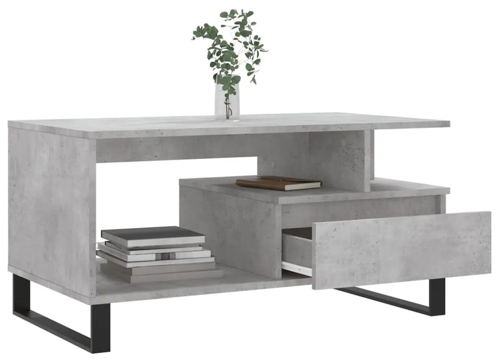 Tavolino salotto grigio cemento 90x49x45 cm legno multistrato