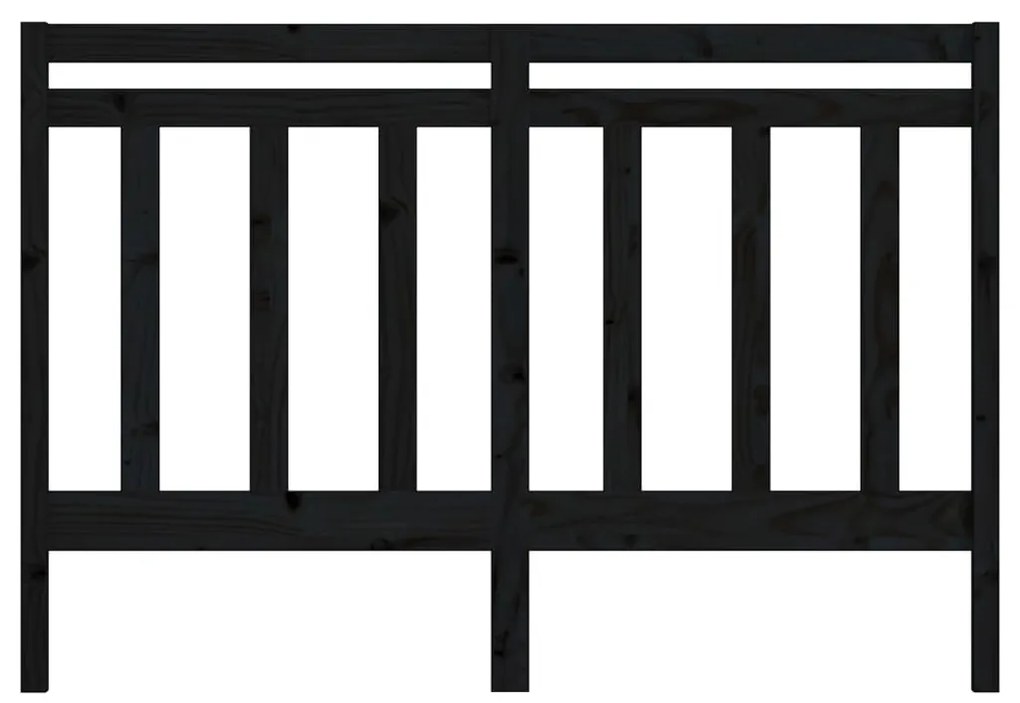 Testiera per letto nera 146x4x100 cm in legno massello di pino