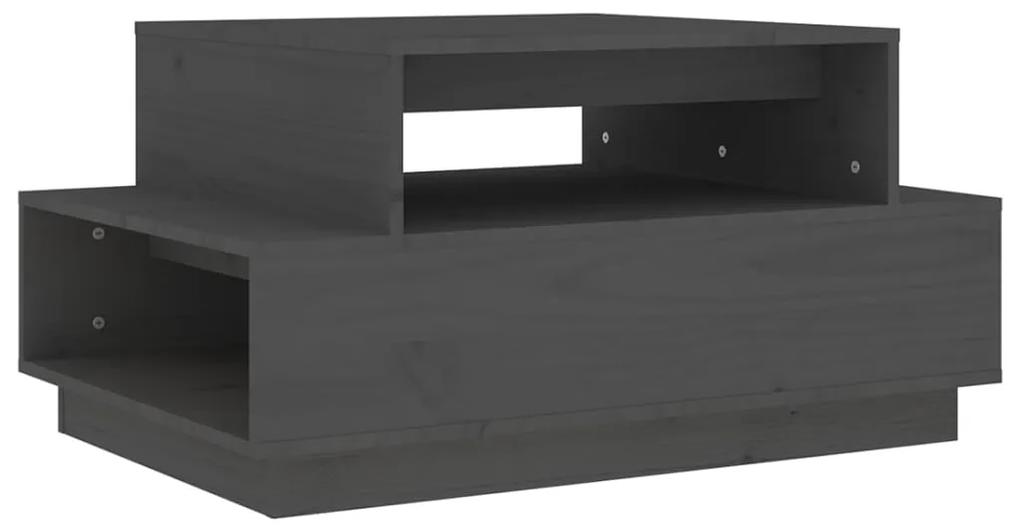 Tavolino da salotto grigio 80x55x40,5 cm legno massello di pino