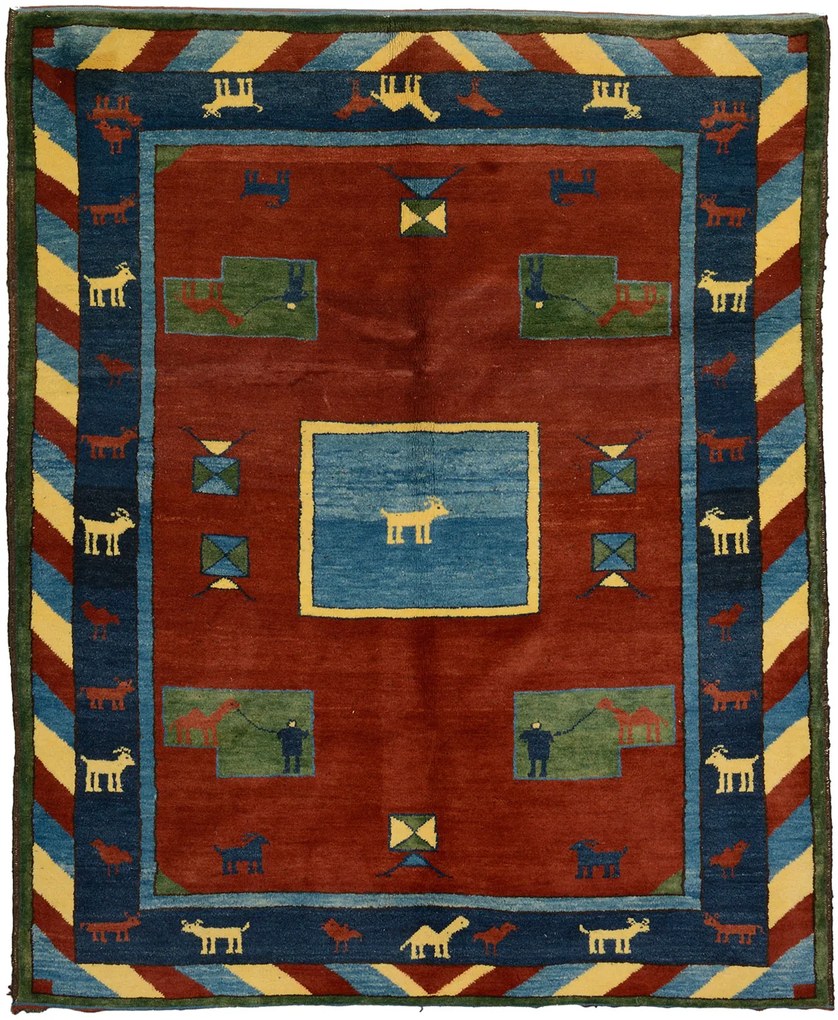 Gabbeh Tappeto orientale 150x190 Rosso (Pakistan) Annodato A Mano