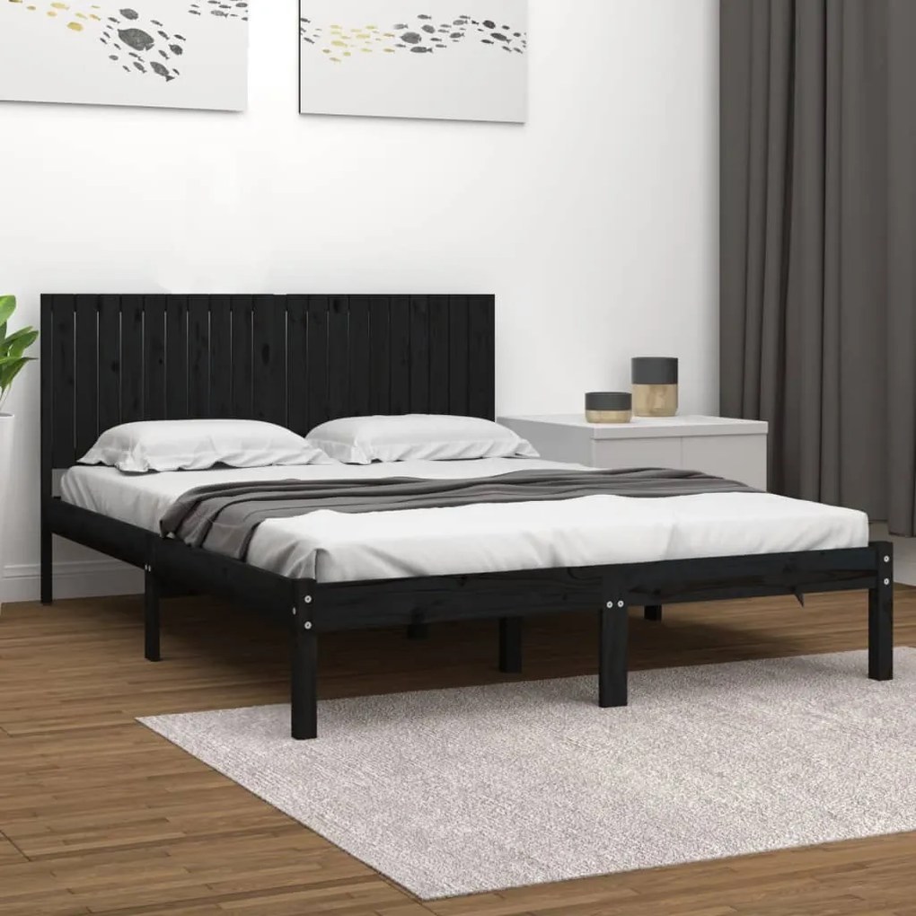 Giroletto Nero İn Legno Massello Di Pino 200x200 Cm /