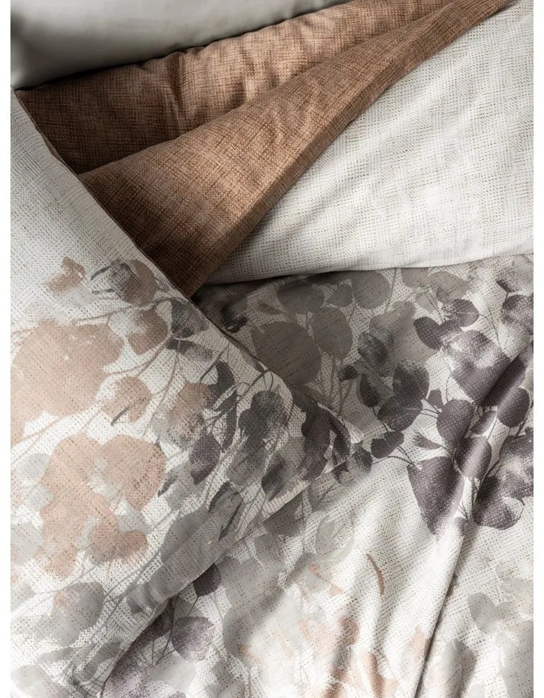 Set copripiumino e federa greige in raso di cotone per letto matrimoniale/per letto esteso 240x220 cm Blatt – Mijolnir