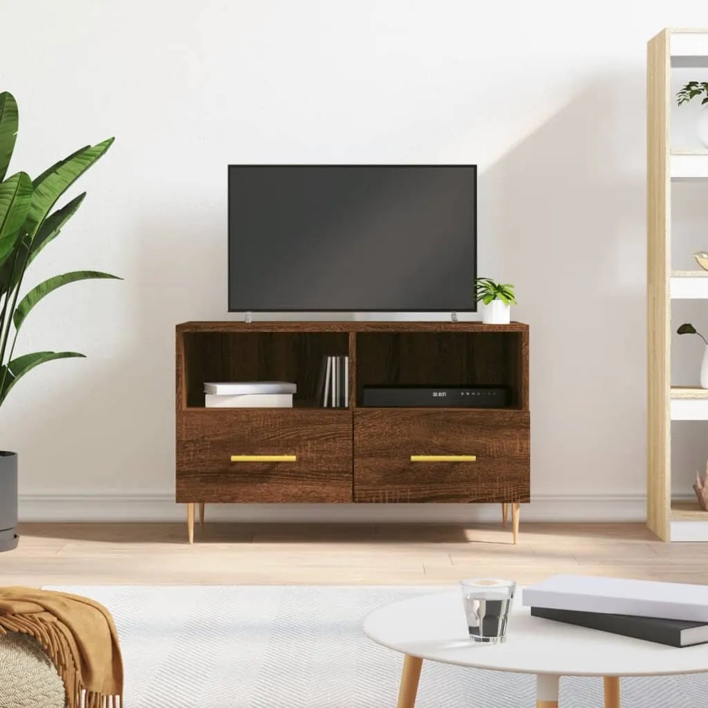 Mobile Porta Tv Rovere Marrone 80x36x50 Cm İn Legno Multistrato /